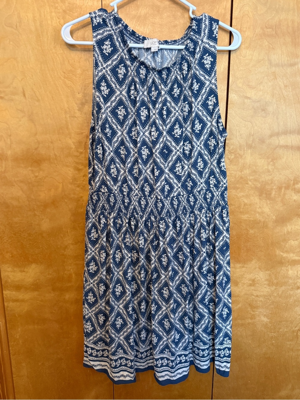 LOFT navy pattern dress women size large